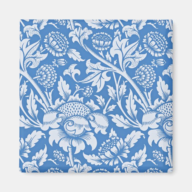 Imán Patrón azul ornamental vintage (Frente)