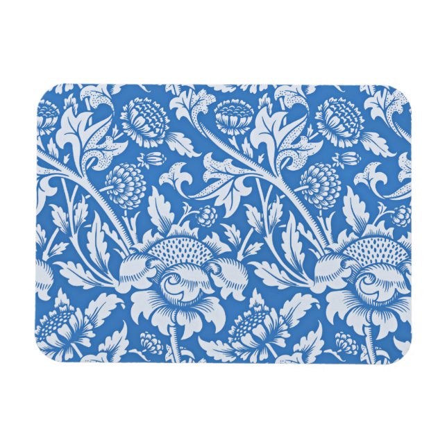 Imán Patrón azul ornamental vintage, popular (Horizontal)