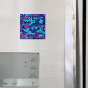 Imán Patrón azul oscuro y morado de camuflaje