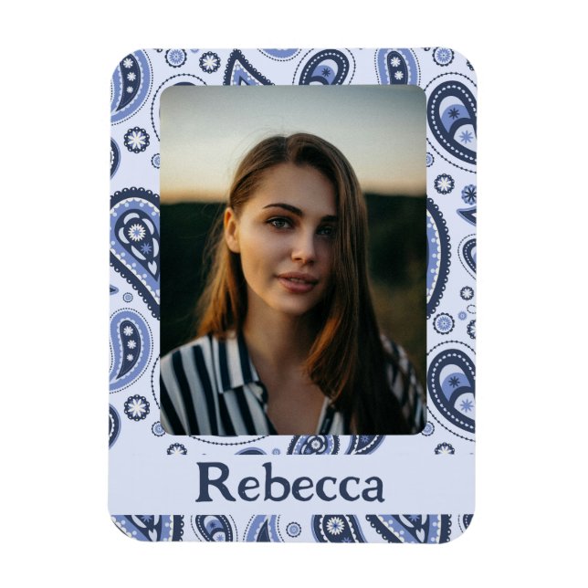 Imán Patrón azul paisley (Vertical)