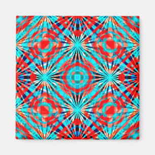 Imán Patrón Azul Y Rojo Abstracto