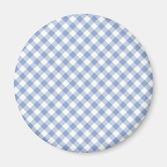 Imán Patrón clásico de gingham azul claro con estampado (Frente)