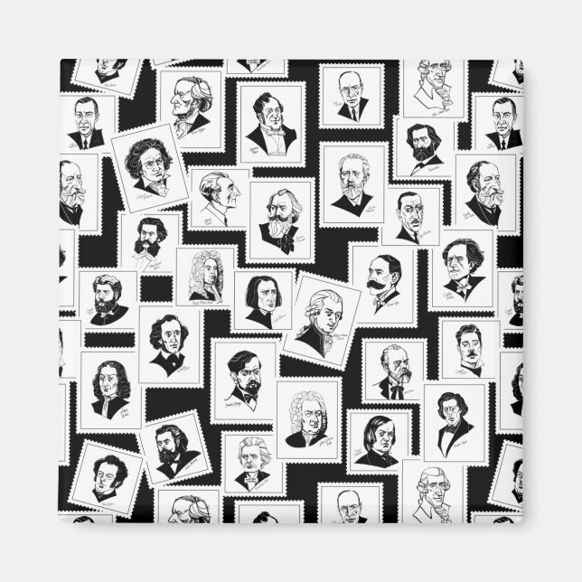 Imán Patrón con retratos de los compositores más grande (Frente)
