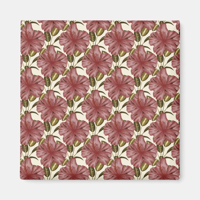 Imán Patrón continuo de flores tropicales | flores roja (Frente)