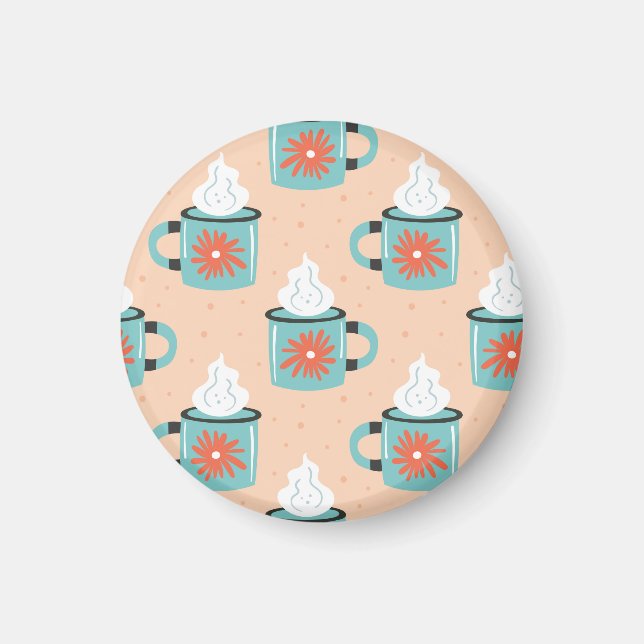 Imán Patrón continuo de taza azul claro. (Frente)