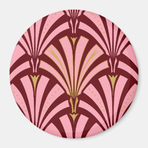Imán patrón de abanico Art Deco - rosa y granate