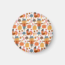 Imán Patrón de Acción de Gracias de pavo y espantapájar