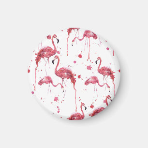 Imán Patrón de acuarela de flamenco, diseño vibrante.