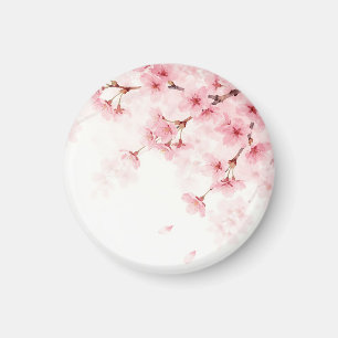 Imán Patrón de acuarela de flor de cerezo Sakura rosa