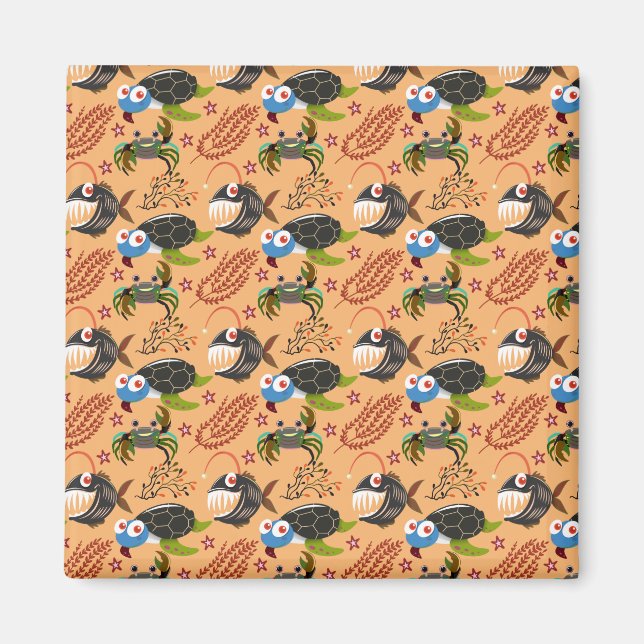 Imán Patrón de animales acuáticos | vida submarina en l (Frente)