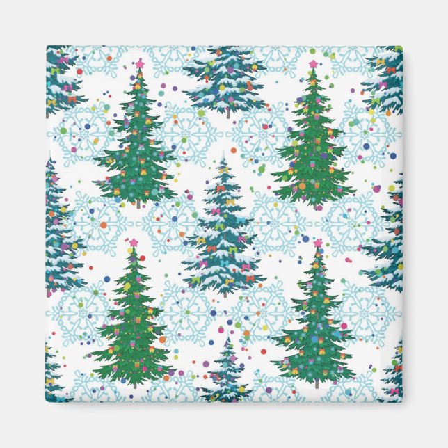 Imán patrón de árbol de Navidad (Frente)