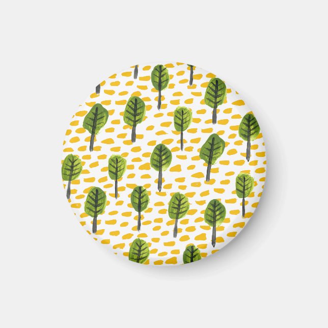 Imán Patrón de árbol negro verde Naive (Frente)