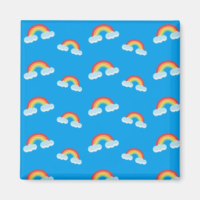 Imán Patrón de arco iris con nubes (Frente)
