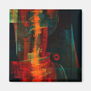 Imán Patrón de arte abstracto moderno azul rojo naranja