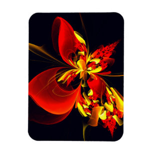 Imán Patrón de arte abstracto moderno floral amarillo r