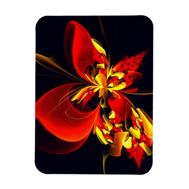 Imán Patrón de arte abstracto moderno floral amarillo r (Vertical)