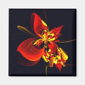 Imán Patrón de arte abstracto moderno floral amarillo r