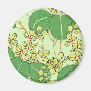Imán Patrón de arte botánico floral de hoja japonesa