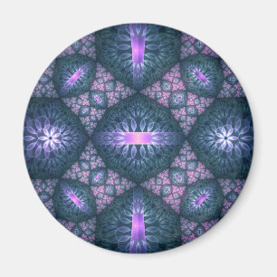 Imán Patrón de arte fractal 3D turquesa púrpura rosa