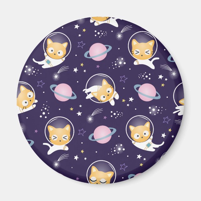 Imán Patrón de astronautas de gatos gatitos (Frente)