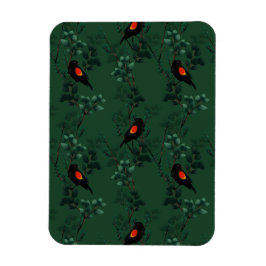 Imán Patrón de ave negra de ala roja