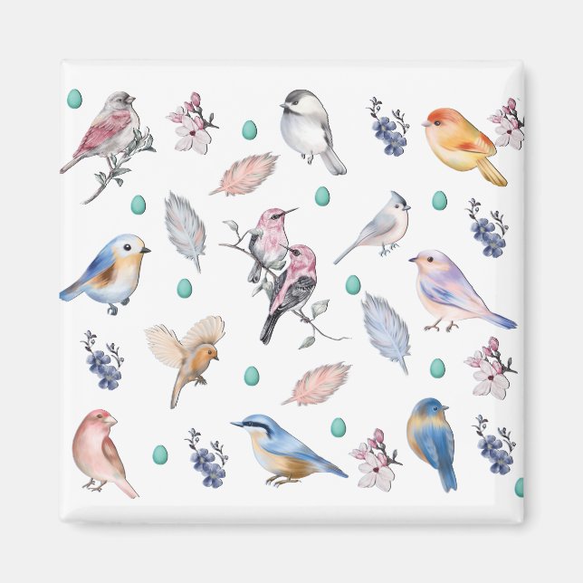Imán Patrón de aves primaverales (Frente)