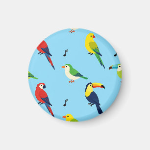 Imán Patrón de Aves Tropicales Coloridas