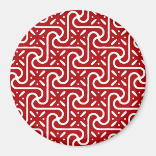 Imán patrón de azulejo egipcio, rojo oscuro y blanco