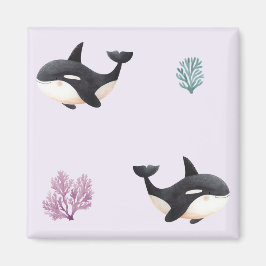 Imán Patrón de ballena orca lindo para guardería de vid