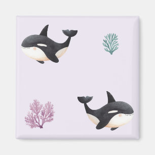 Imán Patrón de ballena orca lindo para guardería de vid