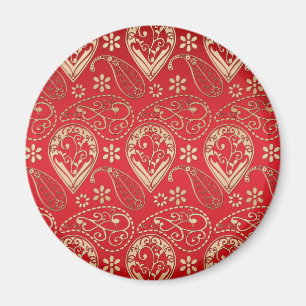 Imán Patrón de Bandana de Paisley Red Gold
