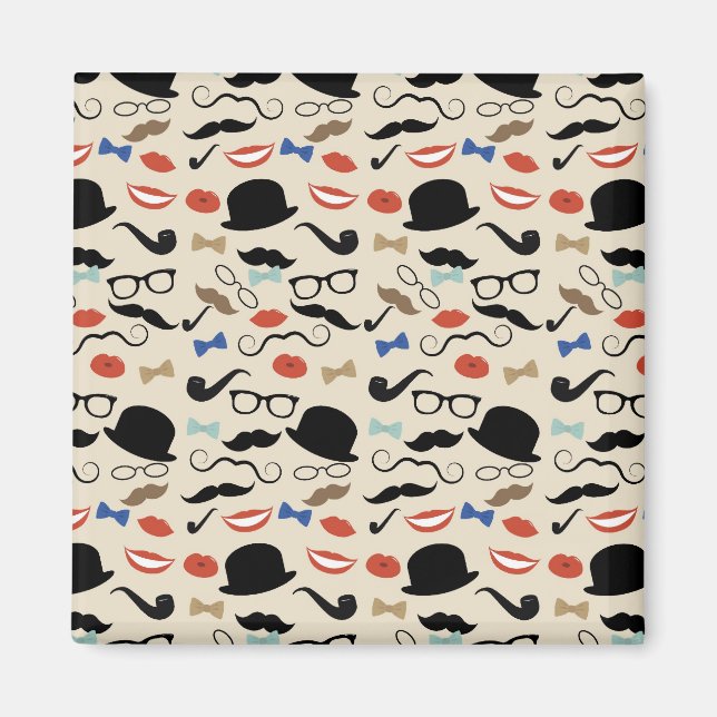 Imán Patrón de bigote de manillar negro retro (Frente)