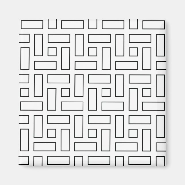 Imán Patrón de bloques lineales en blanco y negro - bla (Frente)