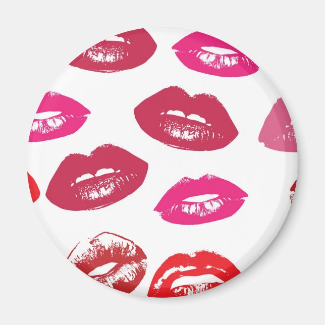 Imán Patrón de bocas rojas personalizado (Frente)