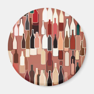 Imán Patrón de botellas de vino, colores de la tierra, 
