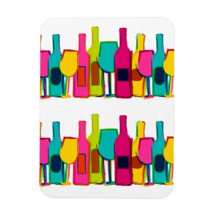 Imán Patrón de botellas de vino coloridas lindas