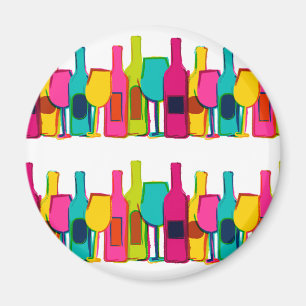 Imán Patrón de botellas de vino coloridas lindas