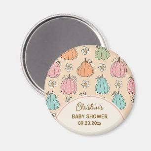 Imán Patrón de calabaza neutra colorida Baby Shower