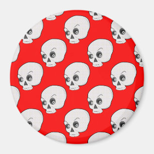 Imán Patrón De Calavera En Fondo Rojo