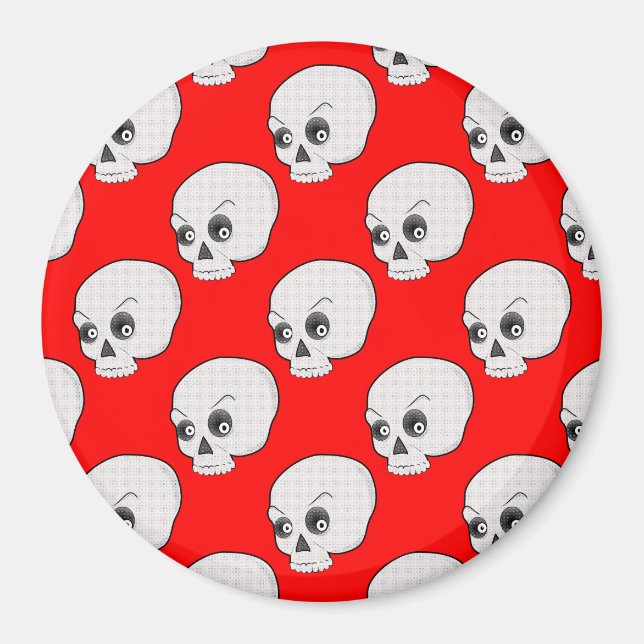 Imán Patrón De Calavera En Fondo Rojo (Frente)