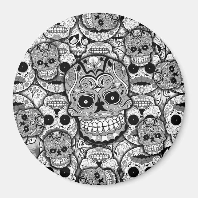 Imán Patrón de calaveras azucareras (Frente)