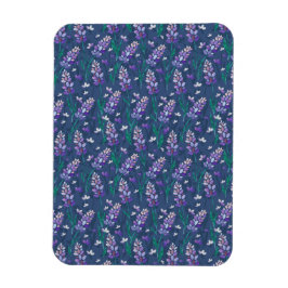 Imán Patrón de campos de lavanda en morado