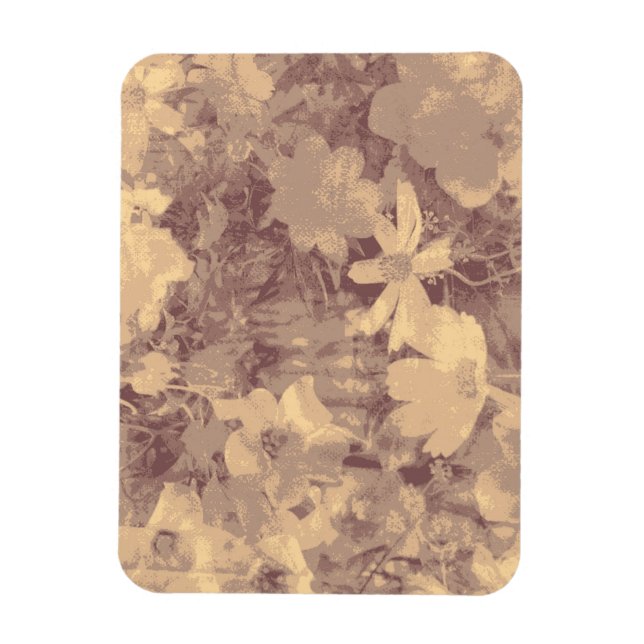Imán Patrón de camuflaje de flores y hojas en beige (Vertical)