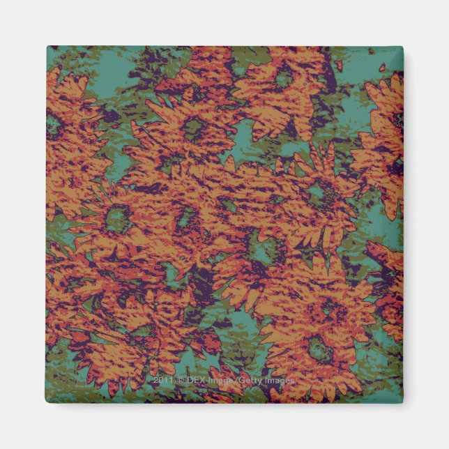 Imán Patrón de camuflaje de girasol y hojas sobre (Frente)