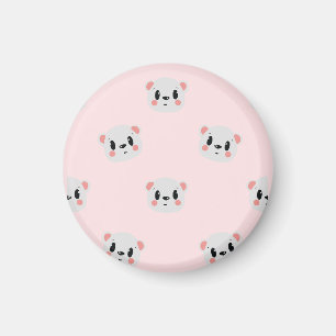 Imán Patrón de cara de oso Kawaii lindo en rosa pastel