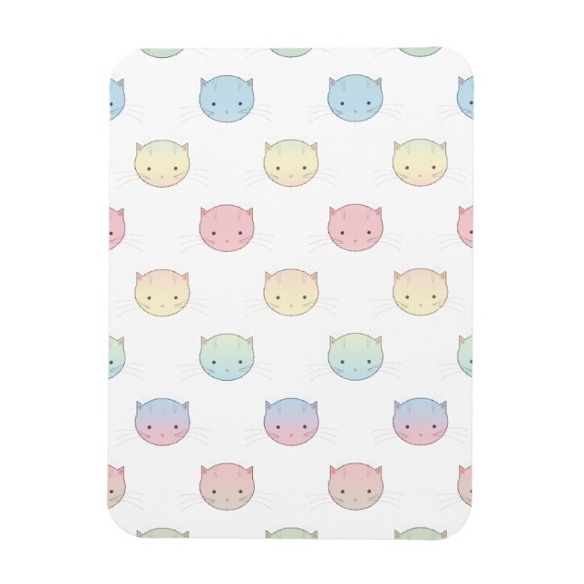 Imán Patrón de caras de gatito pastel adorable (Vertical)