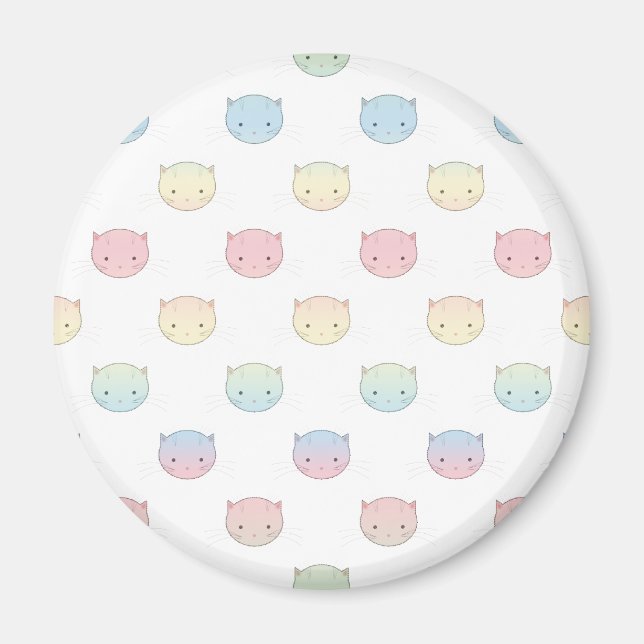 Imán Patrón de caras de gatito pastel adorable (Frente)