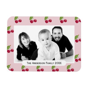 Imán Patrón de Cereza Rosa Foto Personalizada