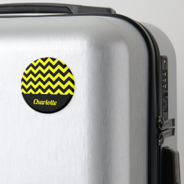 Imán patrón de chevron amarillo y negro personalizable