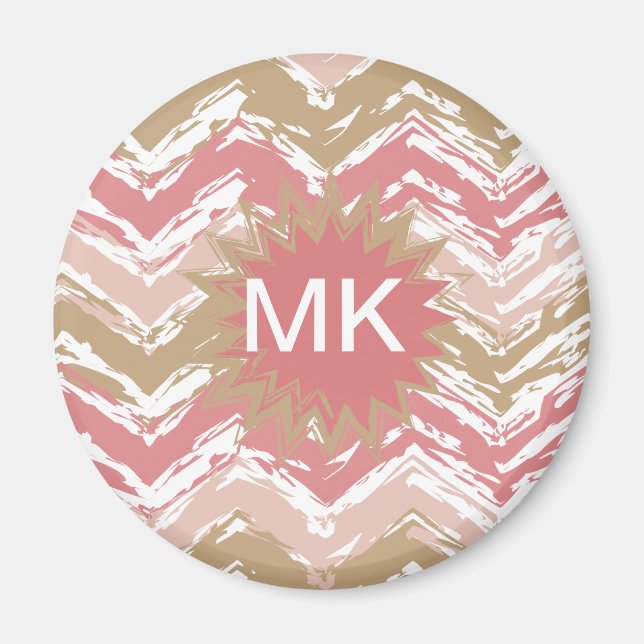 Imán Patrón de Chevron de ZigZag con especias corales (Frente)